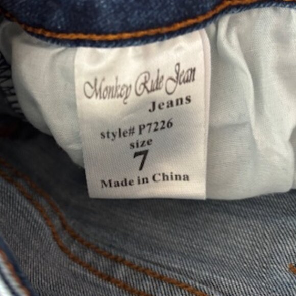 Monkey Ride Jeans - distressed cuffed straight leg jeans - size 7 - Picture 5 of 5